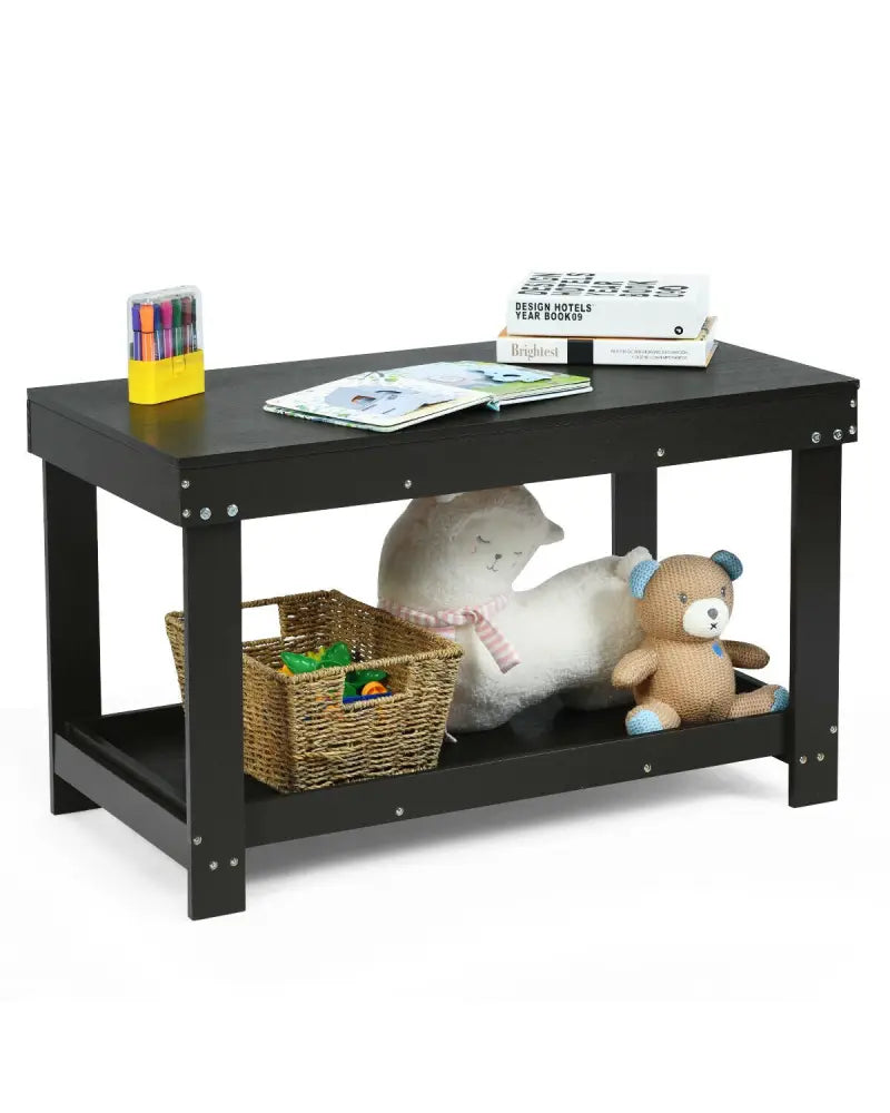 Solid Multifunctional Wood Kids Activity Play Table-Dark Brown - Dark Brown - Kids Table & Chair Sets