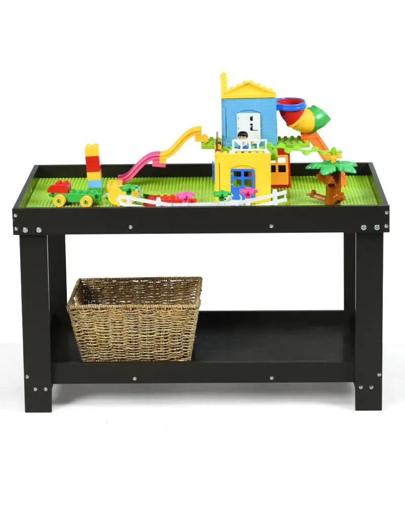 Solid Multifunctional Wood Kids Activity Play Table-Dark Brown - Dark Brown - Kids Table & Chair Sets