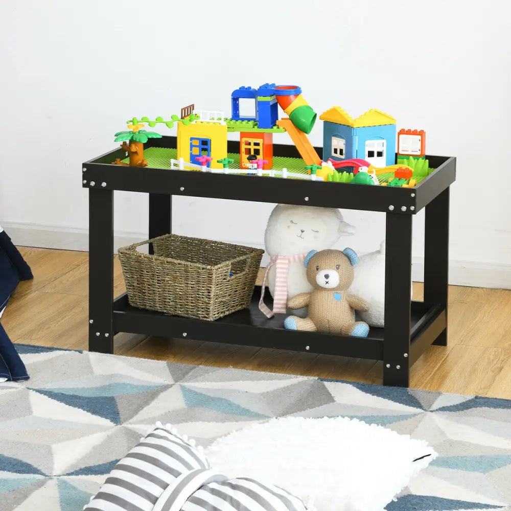 Solid Multifunctional Wood Kids Activity Play Table-Dark Brown - Dark Brown - Kids Table & Chair Sets