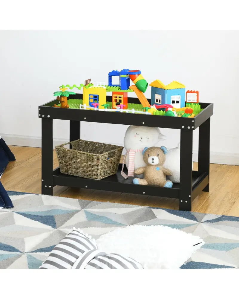 Solid Multifunctional Wood Kids Activity Play Table-Dark Brown - Dark Brown - Kids Table & Chair Sets
