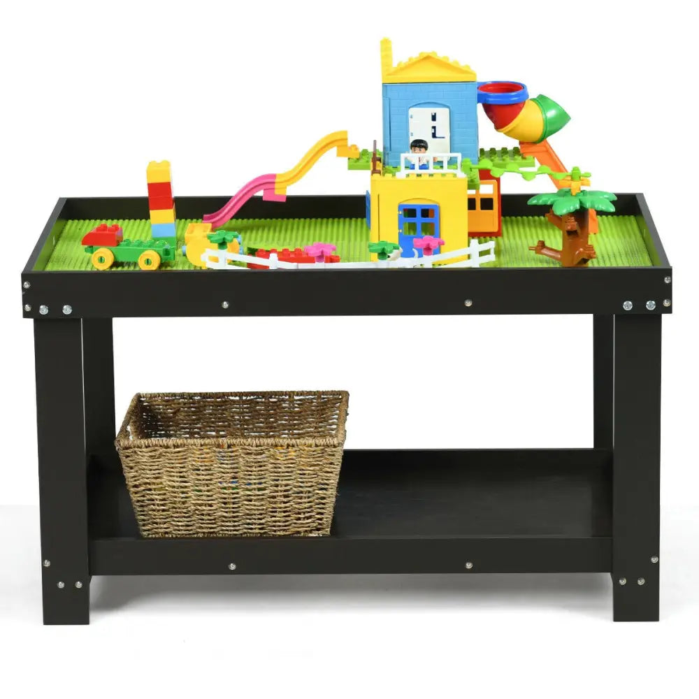 Solid Multifunctional Wood Kids Activity Play Table-Dark Brown - Dark Brown - Kids Table & Chair Sets