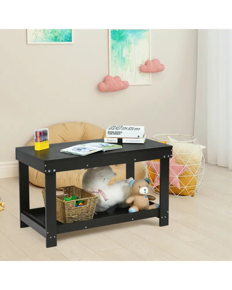 Solid Multifunctional Wood Kids Activity Play Table-Dark Brown - Dark Brown - Kids Table & Chair Sets