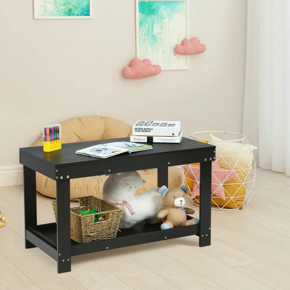 Solid Multifunctional Wood Kids Activity Play Table-Dark Brown - Dark Brown - Kids Table & Chair Sets