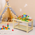 Solid Multifunctional Wood Kids Activity Play Table-Natural - Natural - Kids Table & Chair Sets