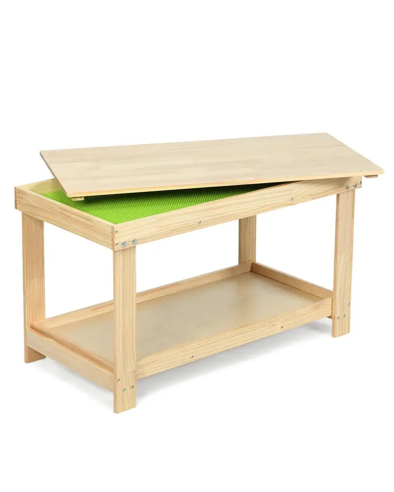 Solid Multifunctional Wood Kids Activity Play Table-Natural - Natural - Kids Table & Chair Sets