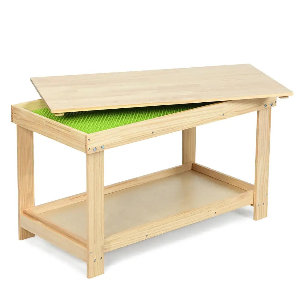 Solid Multifunctional Wood Kids Activity Play Table-Natural - Natural - Kids Table & Chair Sets