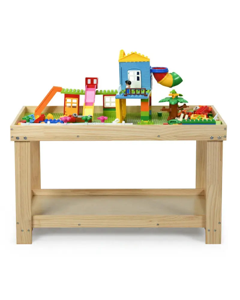 Solid Multifunctional Wood Kids Activity Play Table-Natural - Natural - Kids Table & Chair Sets