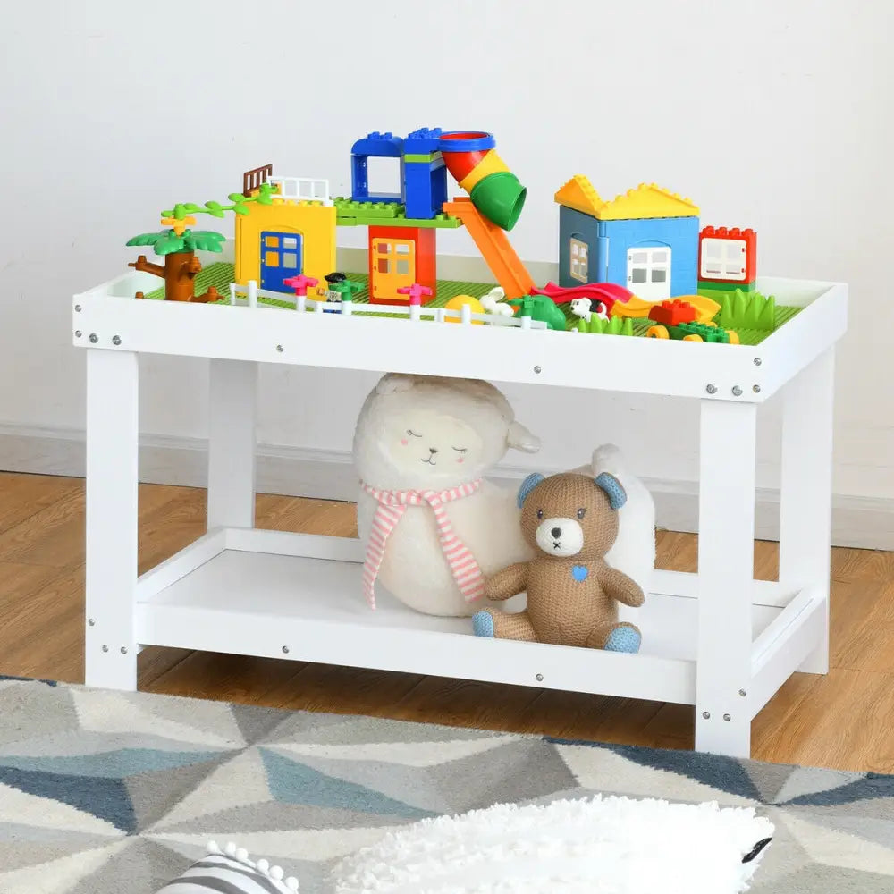Solid Multifunctional Wood Kids Activity Play Table-White - White - Kids Table & Chair Sets
