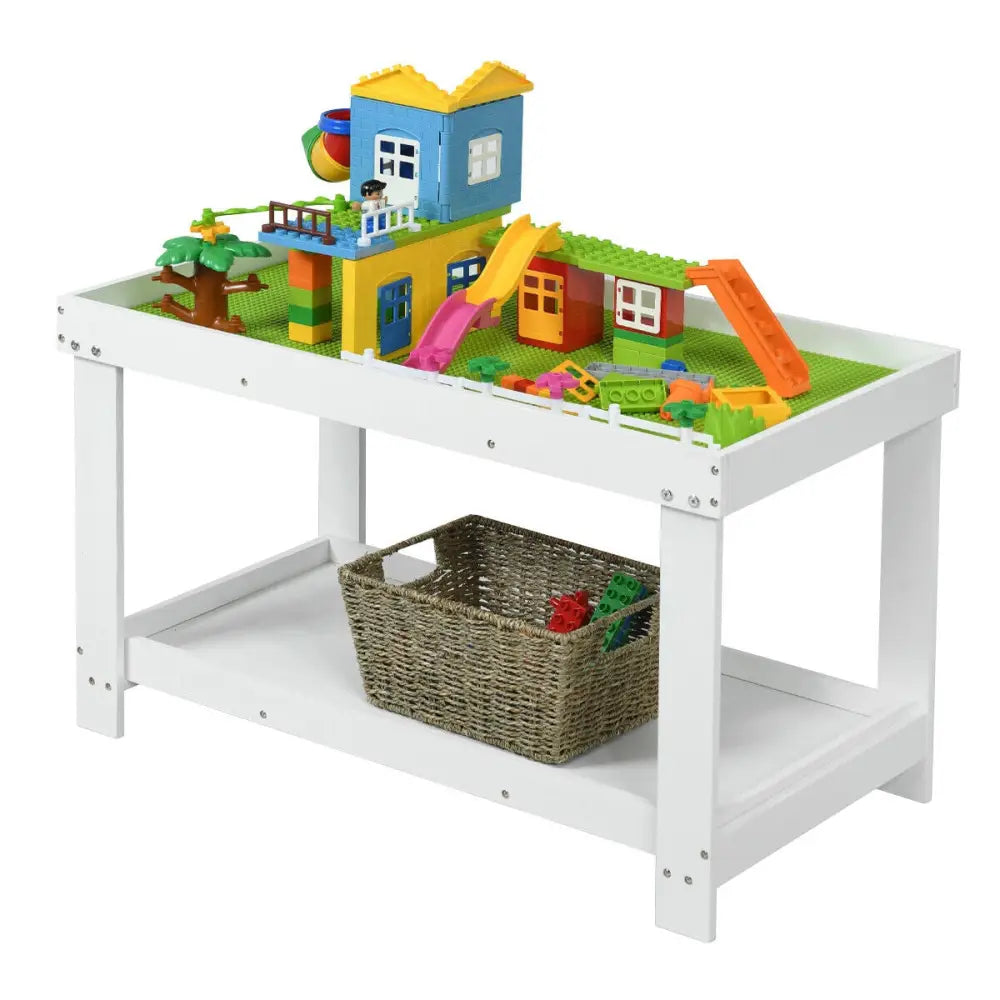 Solid Multifunctional Wood Kids Activity Play Table-White - White - Kids Table & Chair Sets