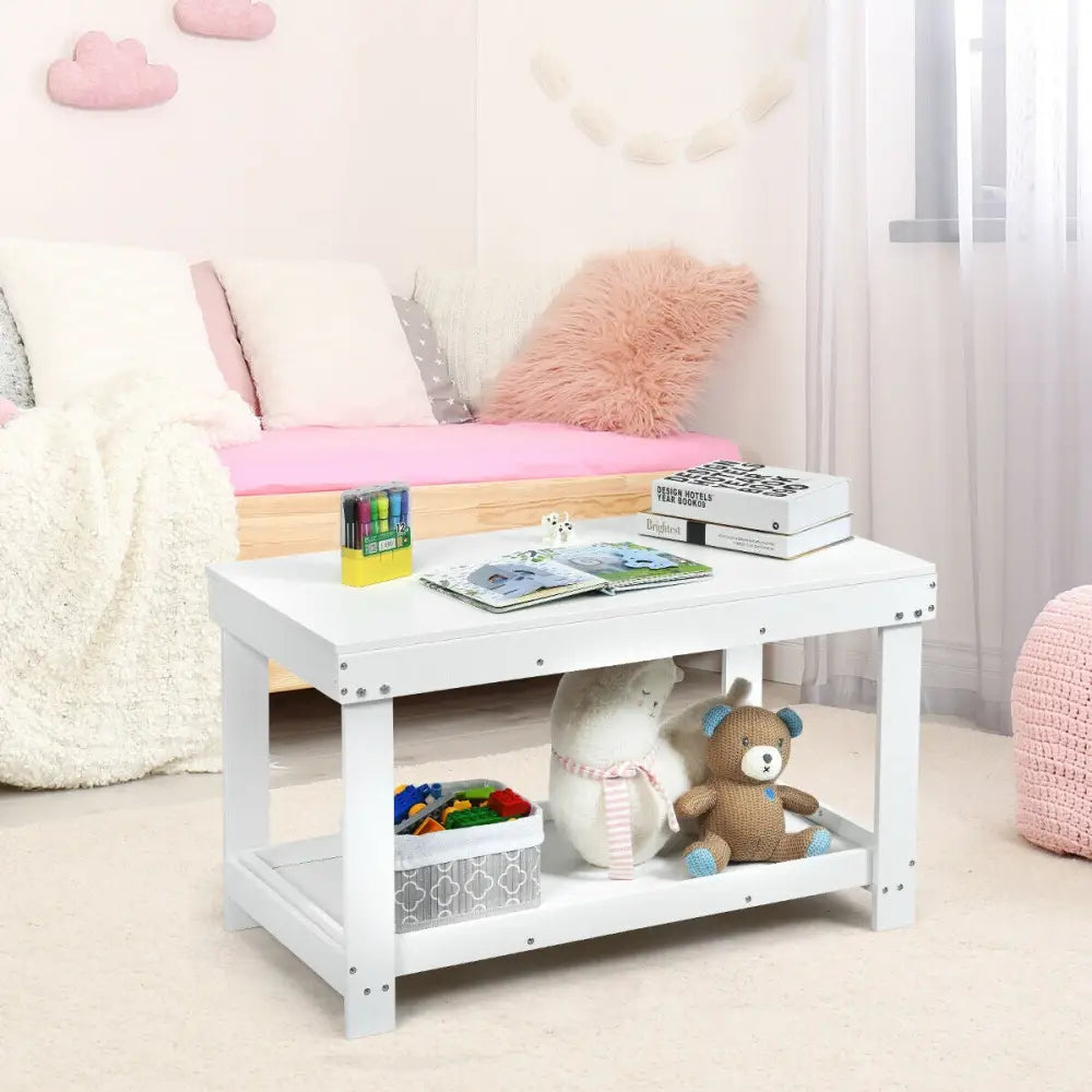 Solid Multifunctional Wood Kids Activity Play Table-White - White - Kids Table & Chair Sets