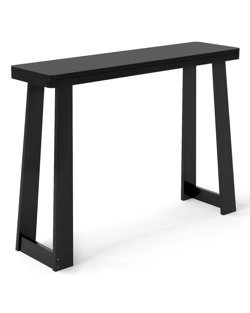 Solid Rubber Wood Console Table 43inch Narrow Entryway Table with Thick Tabletop and Stable Base-Black - Black