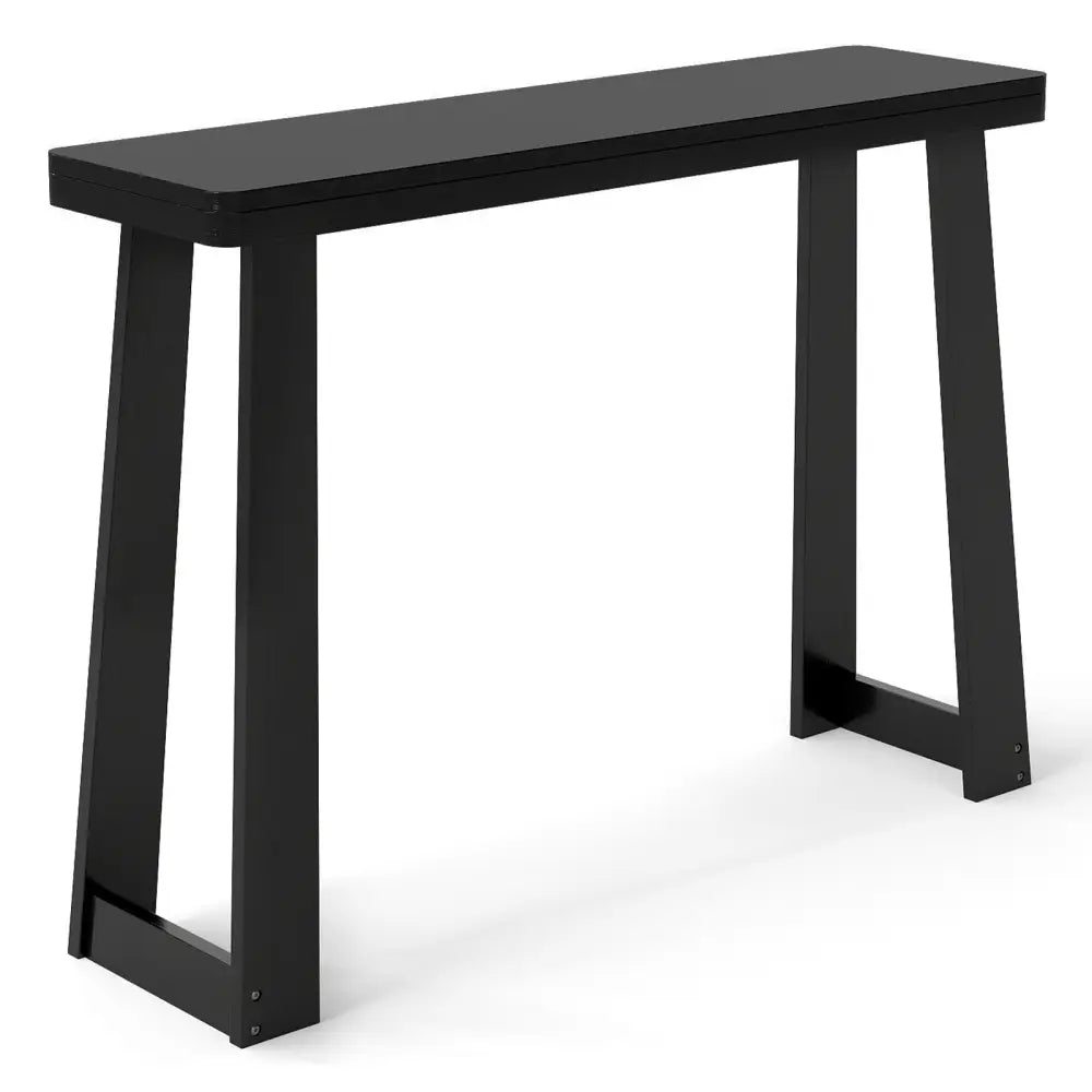 Solid Rubber Wood Console Table 43inch Narrow Entryway Table with Thick Tabletop and Stable Base-Black - Black