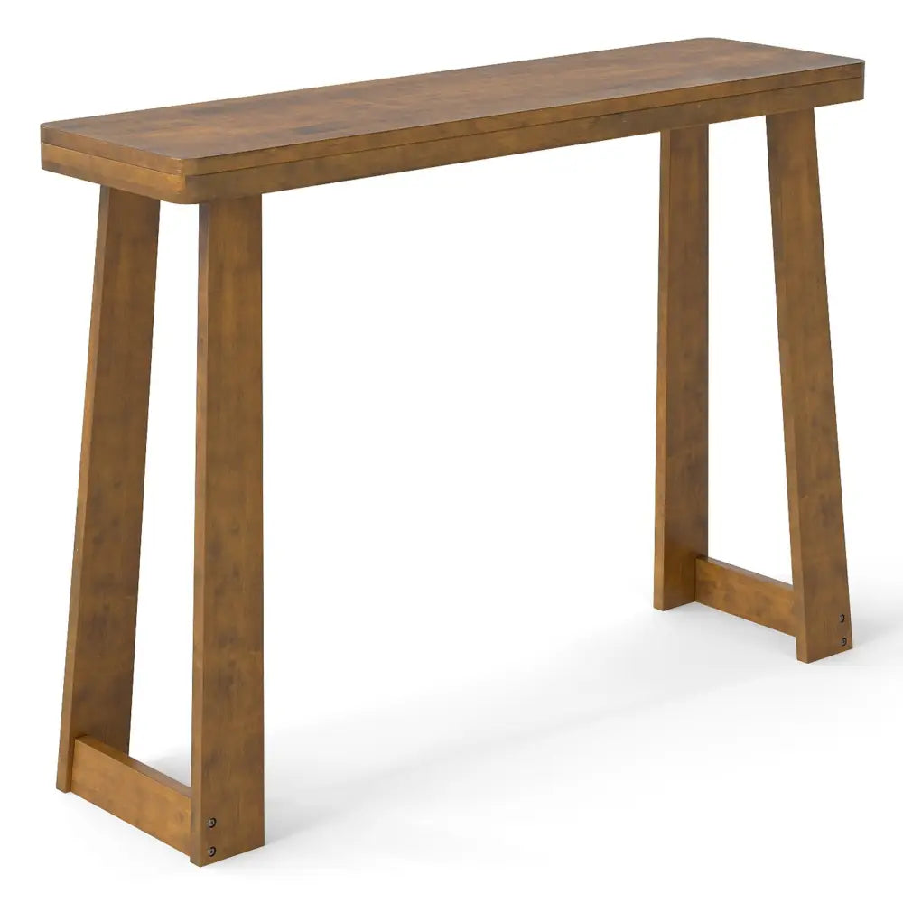 Solid Rubber Wood Console Table 43inch Narrow Entryway Table with Thick Tabletop and Stable Base-Walnut - Walnut