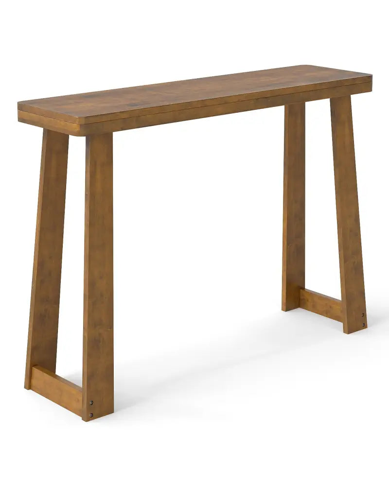 Solid Rubber Wood Console Table 43inch Narrow Entryway Table with Thick Tabletop and Stable Base-Walnut - Walnut