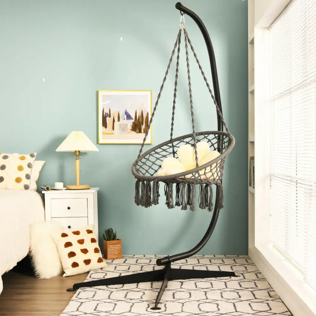 Solid Steel C Hammock Frame Stand - Black - Hammocks