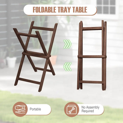 Solid Teak Wood Tray Table with Removable Tray Top for Patio and Garden - Patio Coffee Tables