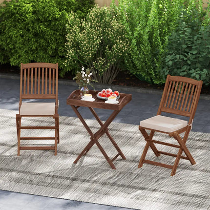 Solid Teak Wood Tray Table with Removable Tray Top for Patio and Garden - Patio Coffee Tables