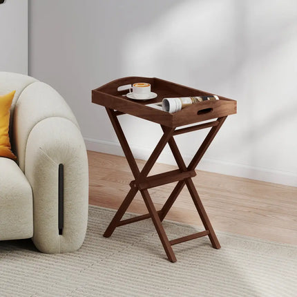 Solid Teak Wood Tray Table with Removable Tray Top for Patio and Garden - Patio Coffee Tables