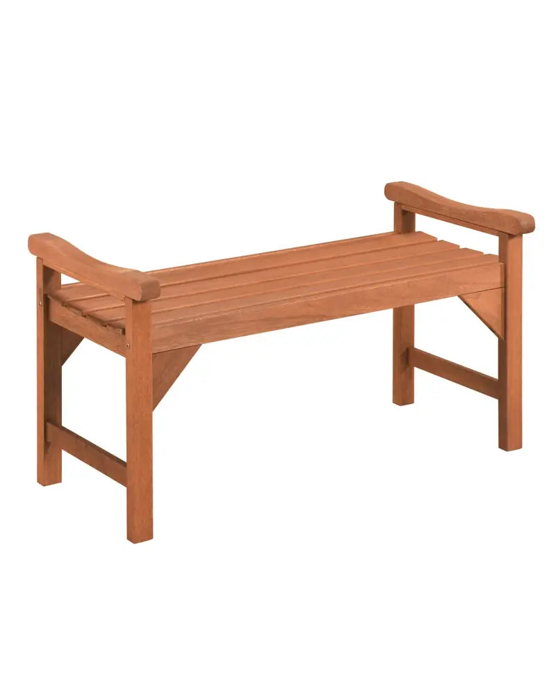 Solid Wood Backless Garden Bench with Support Handles and Curved Slatted Seat for Deck - Outdoor Benches