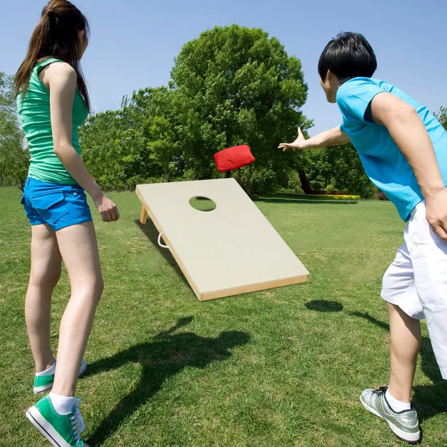 Solid Wood Cornhole Board Set Portable Corn Hole Game Board Includes 8 Bean Bags-S - Natural - Sandboxes