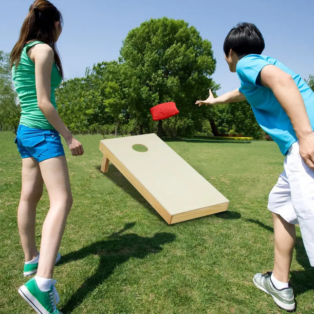 Solid Wood Cornhole Board Set Portable Corn Hole Game Board Includes 8 Bean Bags-M - Natural - Sandboxes