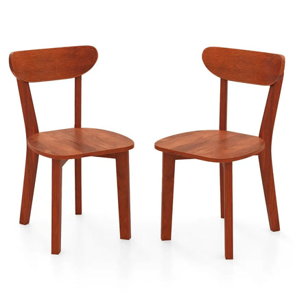 Solid Wood Dining Chair Set of 2 with Curved Backrest and Rubber Wood Frame-Espresso - Espresso - Dining Chairs