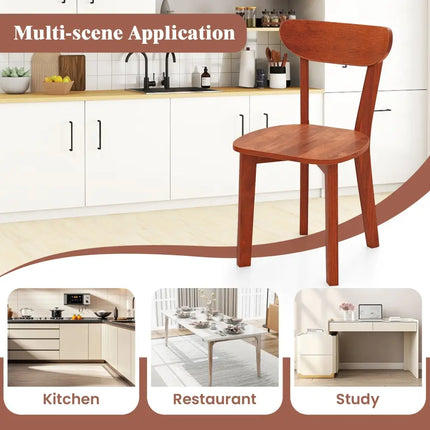 Solid Wood Dining Chair Set of 2 with Curved Backrest and Rubber Wood Frame-Espresso - Espresso - Dining Chairs