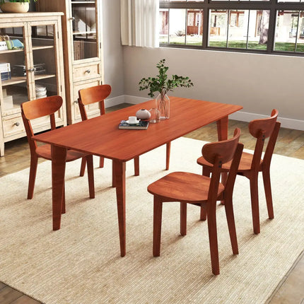 Solid Wood Dining Chair Set of 2 with Curved Backrest and Rubber Wood Frame-Espresso - Espresso - Dining Chairs