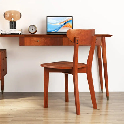Solid Wood Dining Chair Set of 2 with Curved Backrest and Rubber Wood Frame-Espresso - Espresso - Dining Chairs