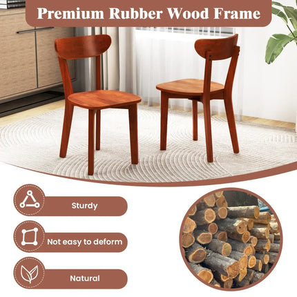 Solid Wood Dining Chair Set of 2 with Curved Backrest and Rubber Wood Frame-Espresso - Espresso - Dining Chairs