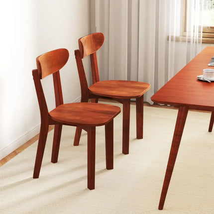Solid Wood Dining Chair Set of 2 with Curved Backrest and Rubber Wood Frame-Espresso - Espresso - Dining Chairs