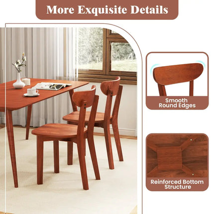 Solid Wood Dining Chair Set of 2 with Curved Backrest and Rubber Wood Frame-Espresso - Espresso - Dining Chairs