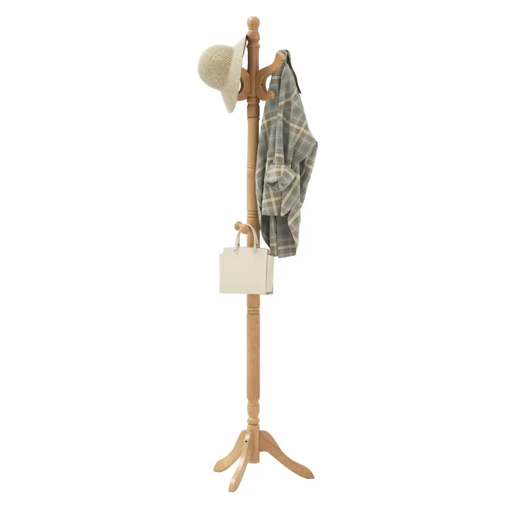 Solid Wood Hall Tree with 11 Hooks and 3 Height Options for Entryway-Natural - Natural - Coat Racks & Hall Trees