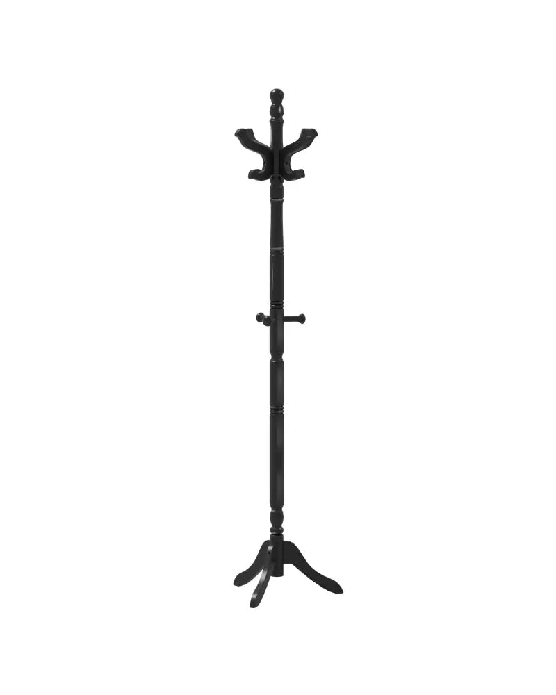 Solid Wood Hall Tree with 11 Hooks and 3 Height Options for Entryway-Black - Black - Coat Racks & Hall Trees