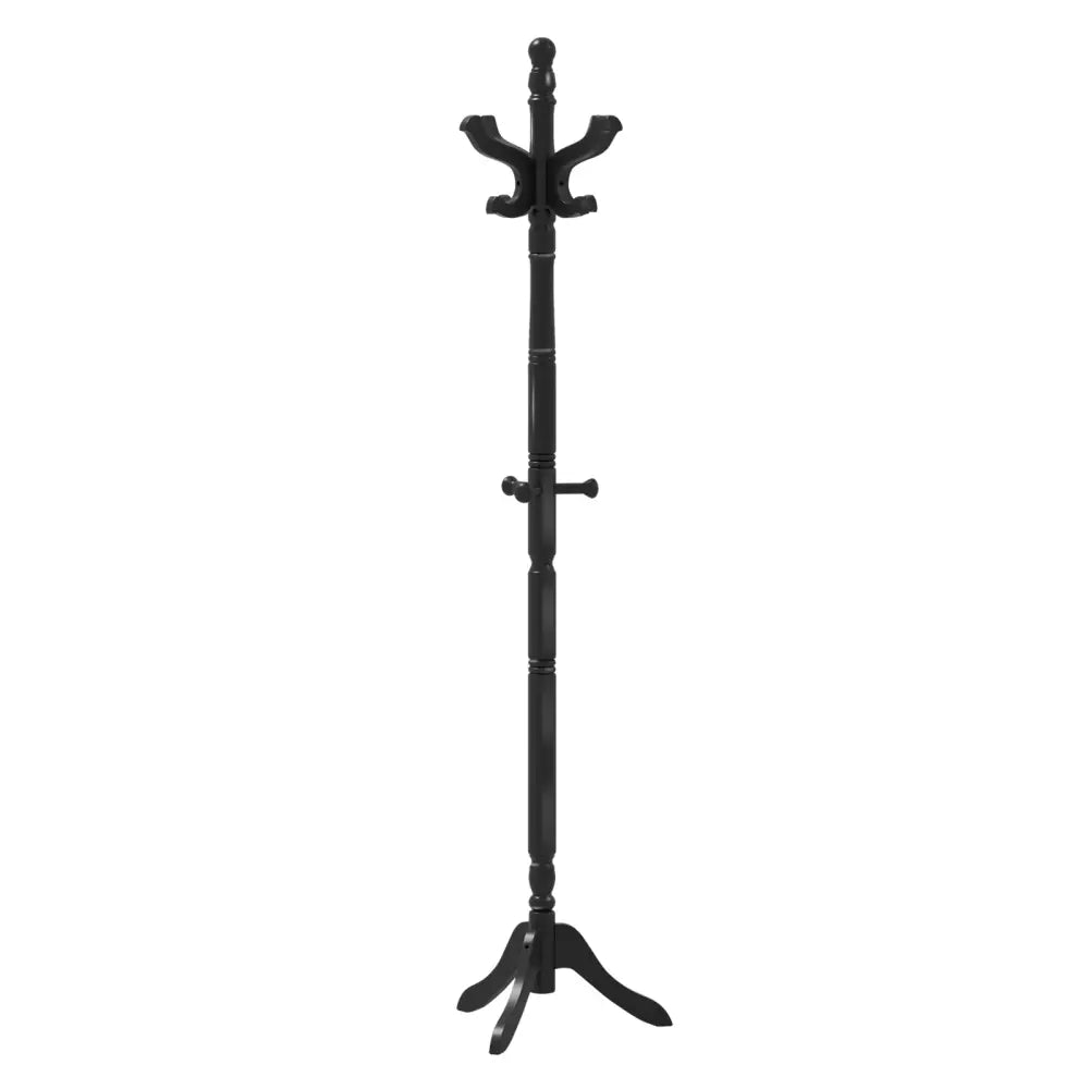 Solid Wood Hall Tree with 11 Hooks and 3 Height Options for Entryway-Black - Black - Coat Racks & Hall Trees