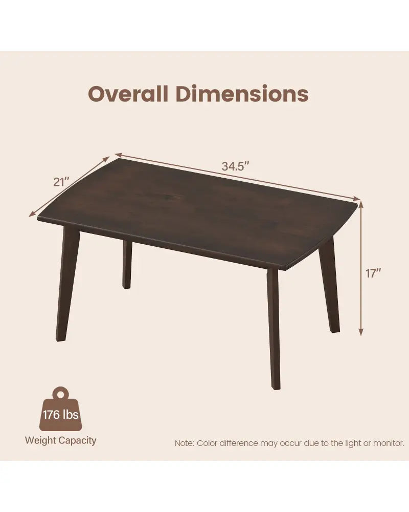 Solid Wood Modern Coffee Table with Tapered Legs-Walnut - Walnut - Coffee Tables