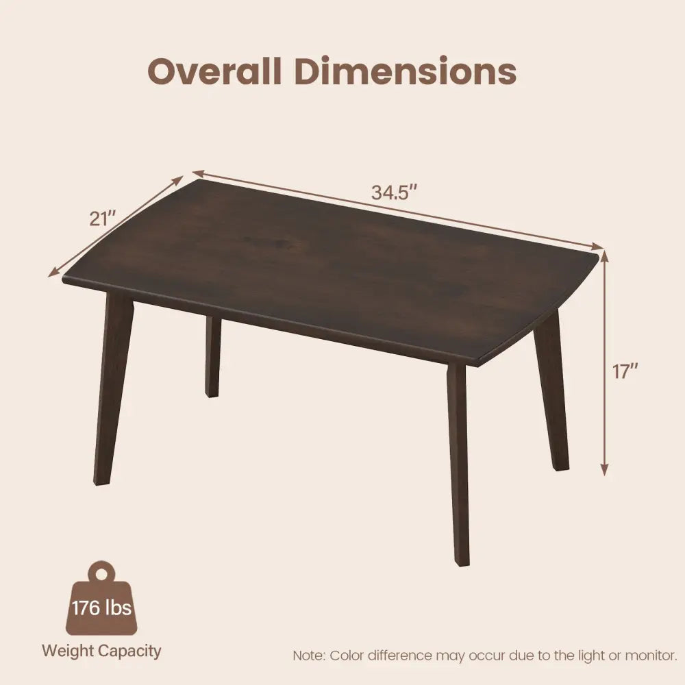 Solid Wood Modern Coffee Table with Tapered Legs-Walnut - Walnut - Coffee Tables