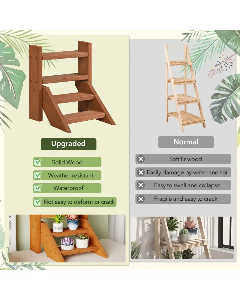 Solid Wood Plant Stand for Flowerpots and Succulents - Natural - Plant Stands