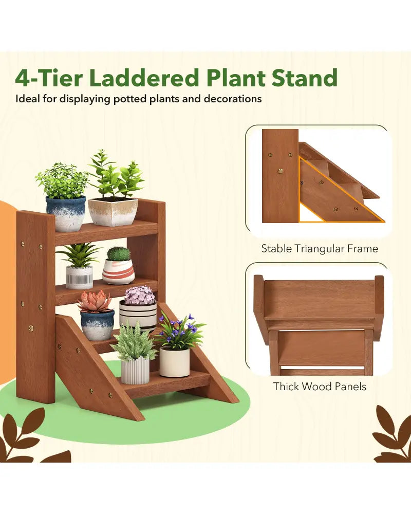 Solid Wood Plant Stand for Flowerpots and Succulents - Natural - Plant Stands