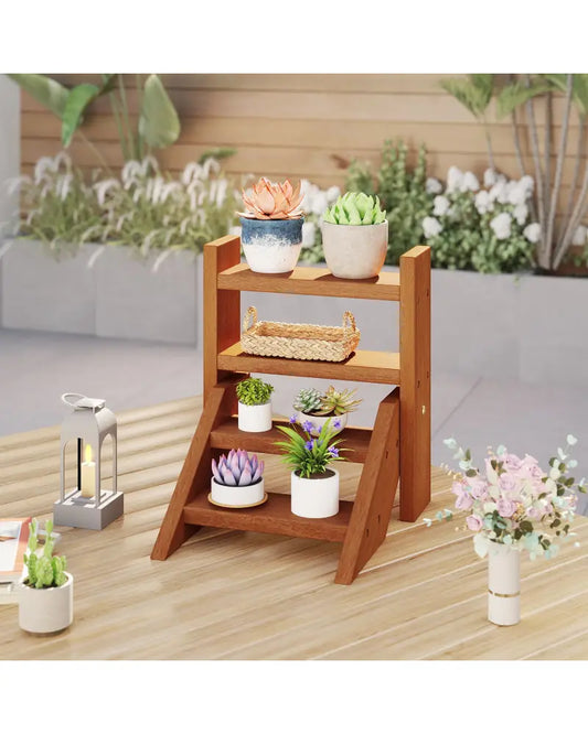 Solid Wood Plant Stand for Flowerpots and Succulents - Natural - Plant Stands