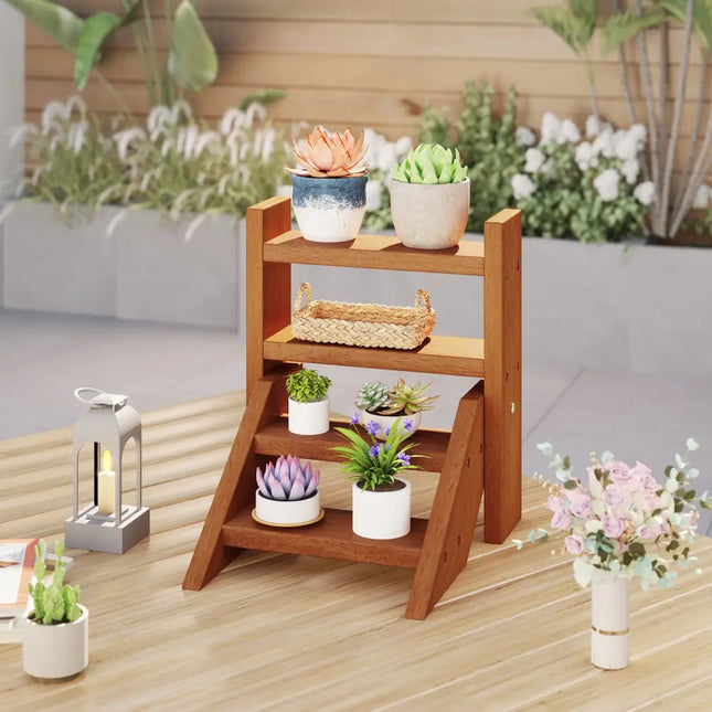 Solid Wood Plant Stand for Flowerpots and Succulents - Natural - Plant Stands