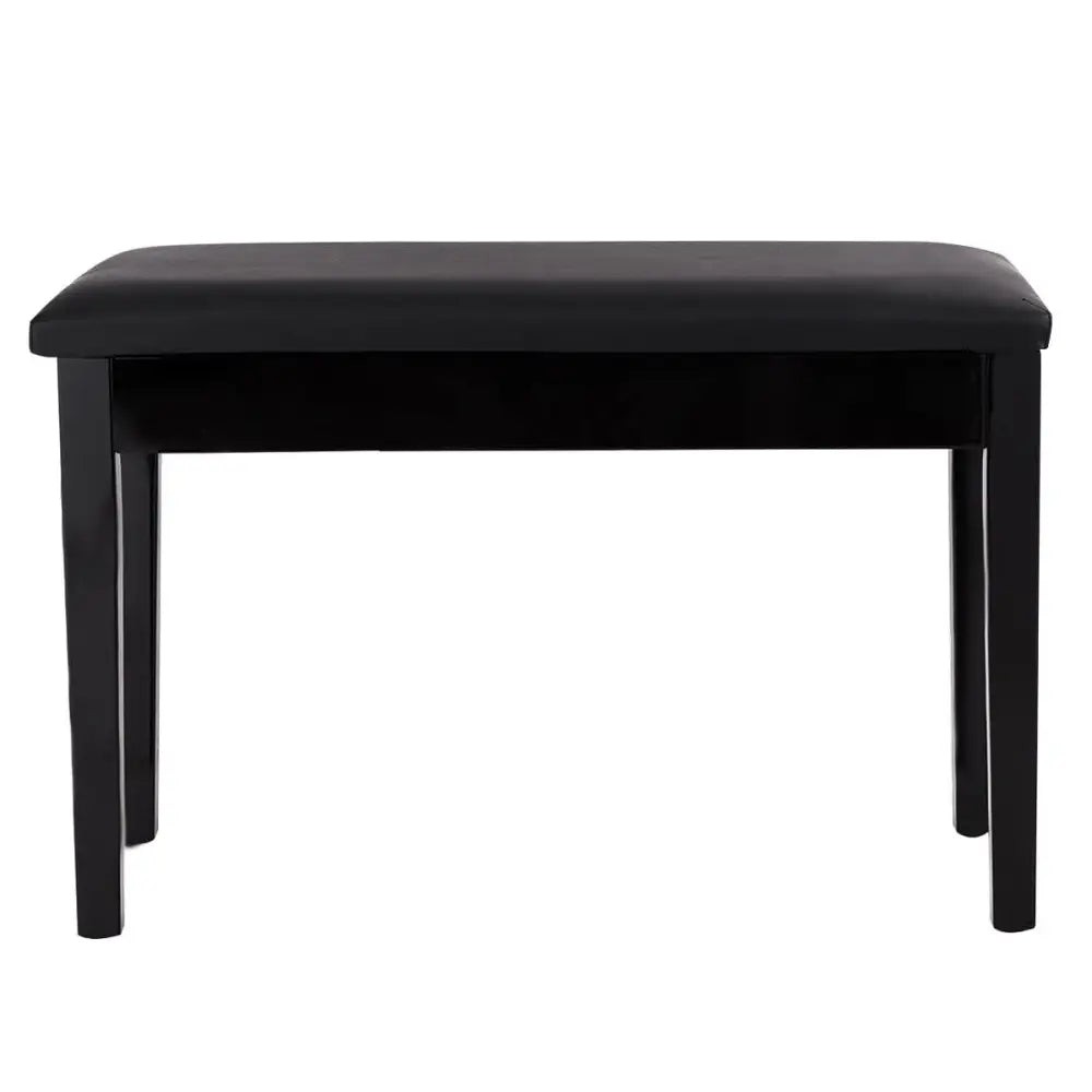 Solid Wood PU Leather Padded Piano Bench Keyboard Seat-Black - Black - Ottomans