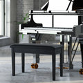 Solid Wood PU Leather Padded Piano Bench Keyboard Seat-Black - Black - Ottomans