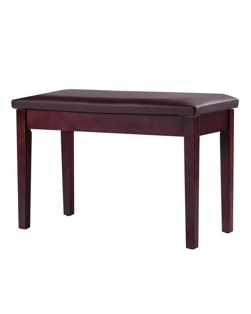 Solid Wood PU Leather Padded Piano Bench Keyboard Seat-Brown - Brown - Ottomans