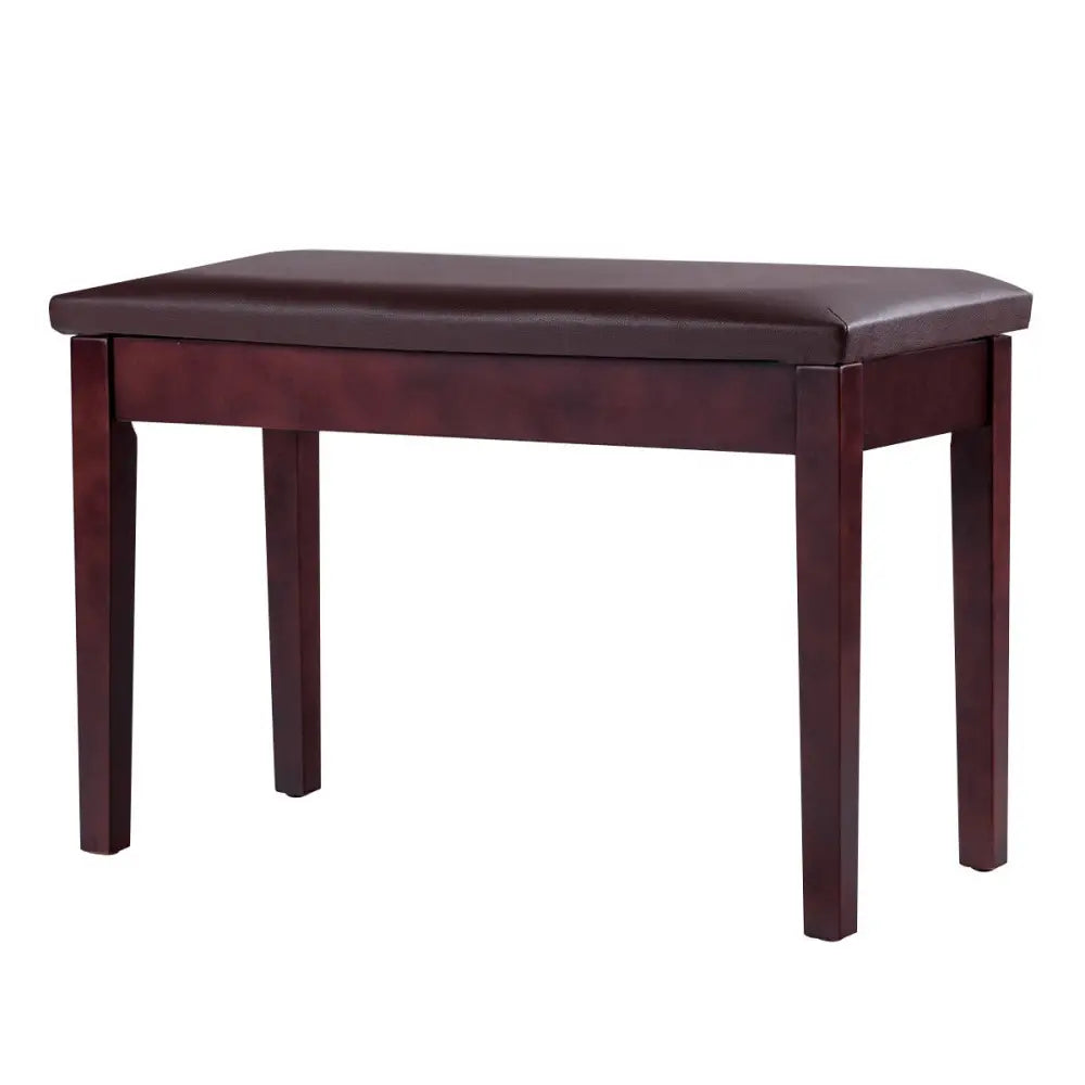Solid Wood PU Leather Padded Piano Bench Keyboard Seat-Brown - Brown - Ottomans