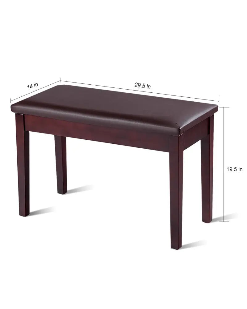 Solid Wood PU Leather Padded Piano Bench Keyboard Seat-Brown - Brown - Ottomans