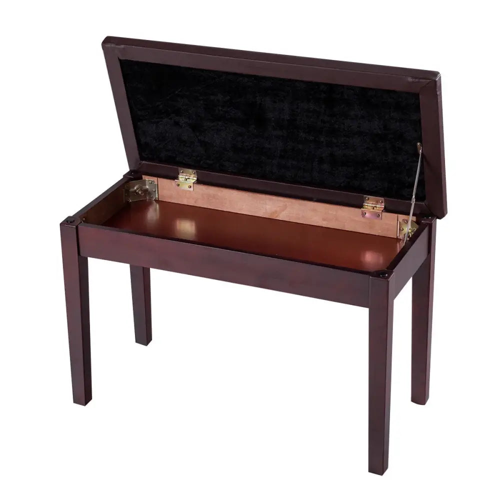 Solid Wood PU Leather Padded Piano Bench Keyboard Seat-Brown - Brown - Ottomans