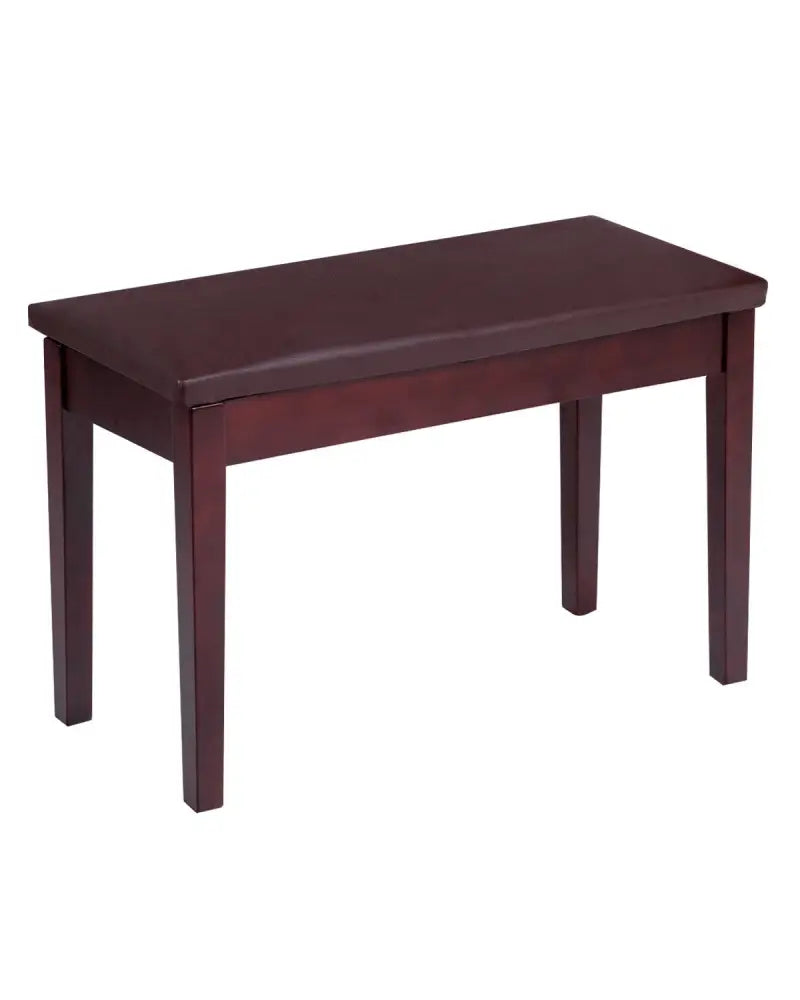 Solid Wood PU Leather Padded Piano Bench Keyboard Seat-Brown - Brown - Ottomans