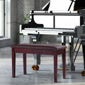 Solid Wood PU Leather Padded Piano Bench Keyboard Seat-Brown - Brown - Ottomans