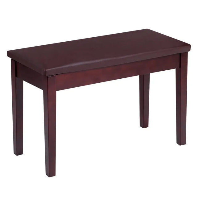 Solid Wood PU Leather Padded Piano Bench Keyboard Seat-Brown - Brown - Ottomans